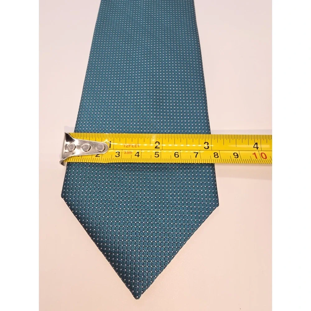 Banana Republic Men's Silk Blend Necktie Designer Teal Geometric 57